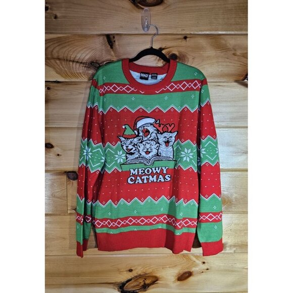 Mad Emgine XL Singing Kitty Cat Kittens Meowy Catmas Ugly Sweater Christmas - Picture 8 of 8